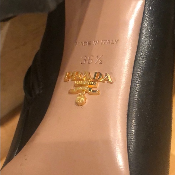 PRADA 4” Black Leather Designer Heel Buckle Boots - Picture 4 of 6